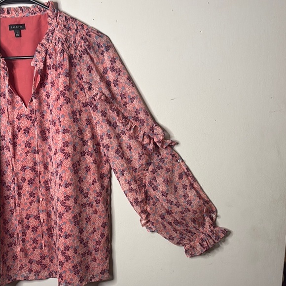 Talbots Pink and Purple Floral Blouse - Picture 4 of 14